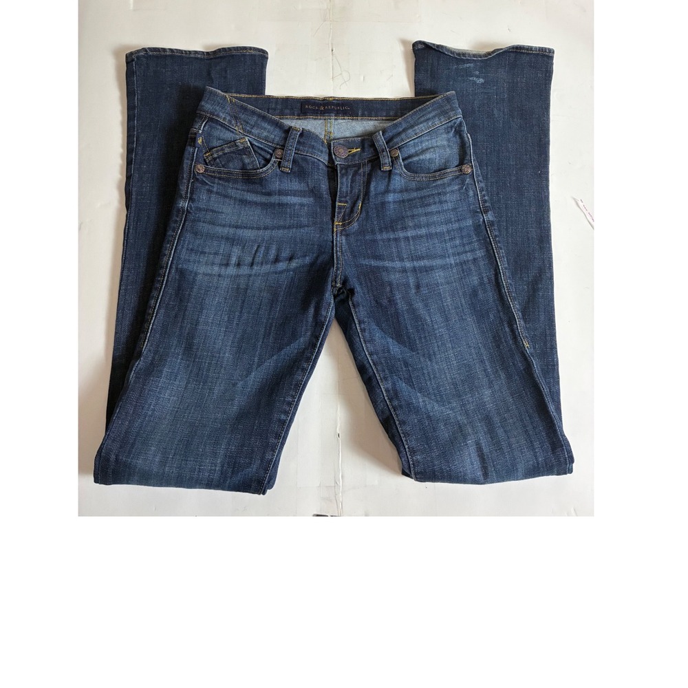 Rock & Republic Kasandra Jeans Women 2M Dark Wash Bootcut Studded Y2K Style